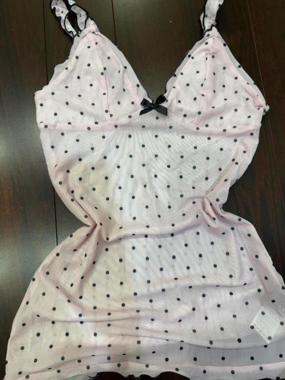 PINK POLKA DOT LINGERIE DRESS/TOP